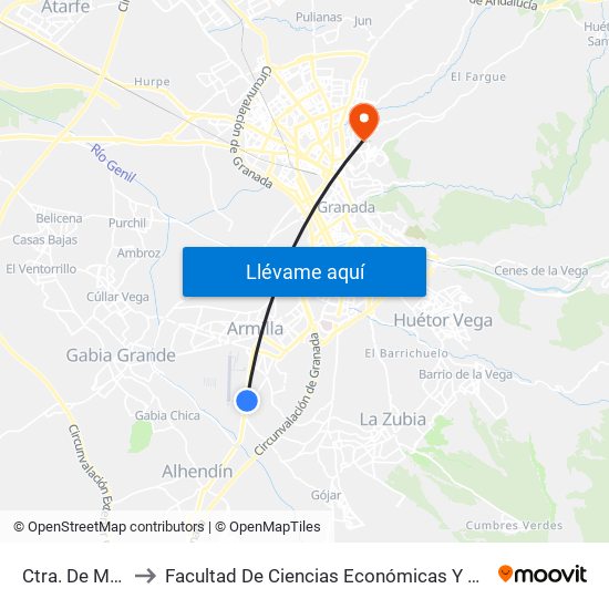 Ctra. De Motril 1 to Facultad De Ciencias Económicas Y Empresariales map