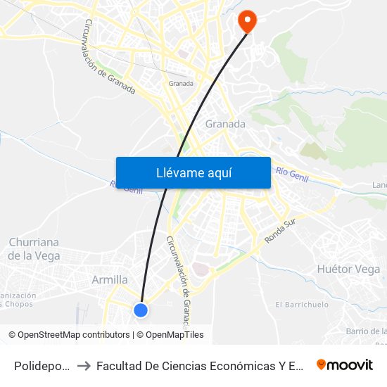 Polideportivo to Facultad De Ciencias Económicas Y Empresariales map