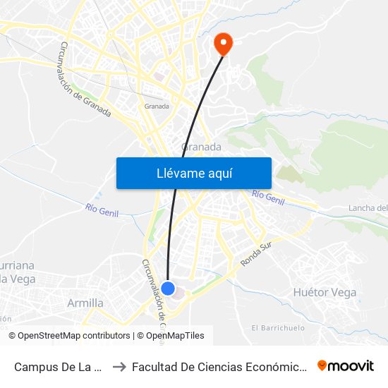 Campus De La Salud (Pts) to Facultad De Ciencias Económicas Y Empresariales map