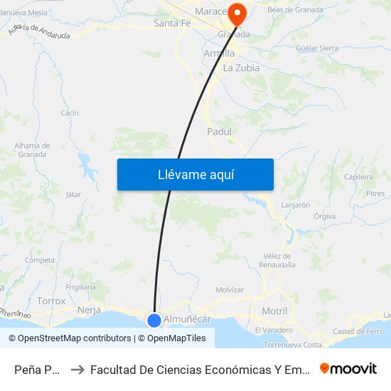 Peña Parda to Facultad De Ciencias Económicas Y Empresariales map