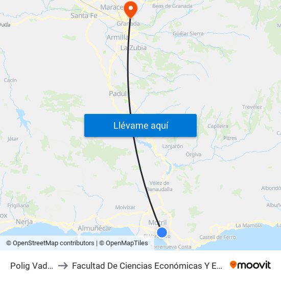 Polig Vadillo 3 to Facultad De Ciencias Económicas Y Empresariales map