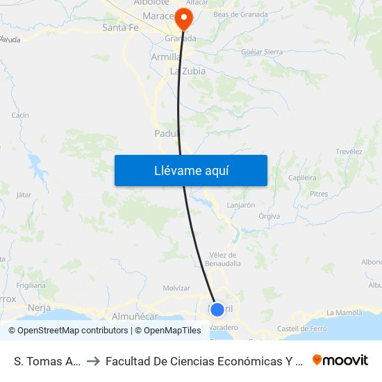 S. Tomas Aquino to Facultad De Ciencias Económicas Y Empresariales map