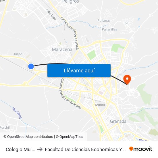 Colegio Mulhacén to Facultad De Ciencias Económicas Y Empresariales map