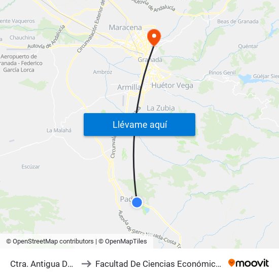 Ctra. Antigua De Motril 1 V to Facultad De Ciencias Económicas Y Empresariales map