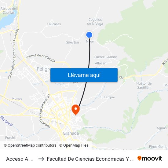 Acceso A Nívar V to Facultad De Ciencias Económicas Y Empresariales map