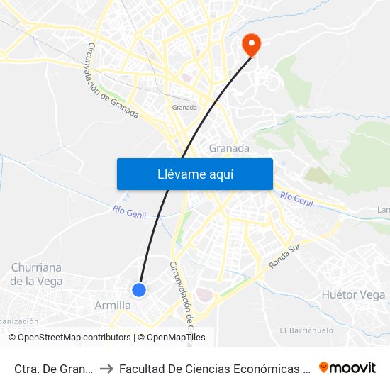 Ctra. De Granada 3 V to Facultad De Ciencias Económicas Y Empresariales map