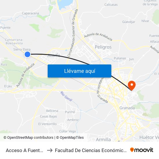 Acceso A Fuente Vaqueros to Facultad De Ciencias Económicas Y Empresariales map