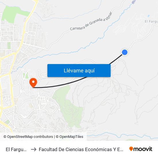 El Fargue 1 V to Facultad De Ciencias Económicas Y Empresariales map