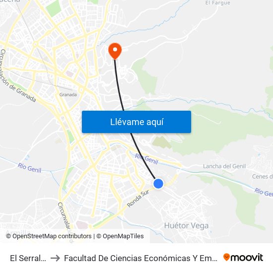 El Serrallo V to Facultad De Ciencias Económicas Y Empresariales map