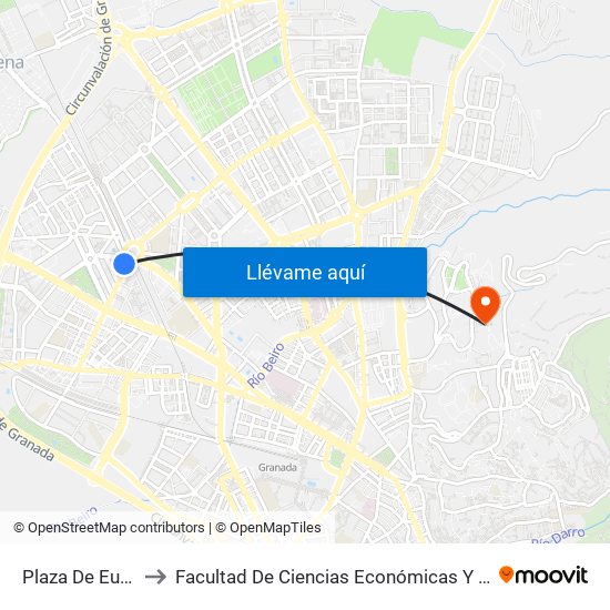 Plaza De Europa V to Facultad De Ciencias Económicas Y Empresariales map