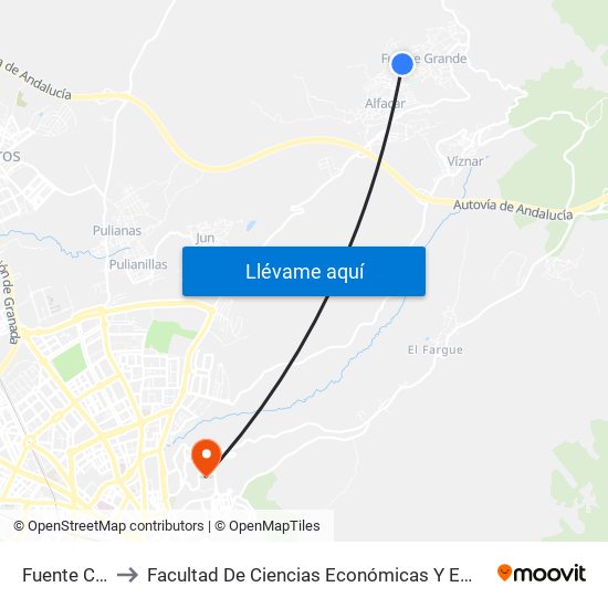 Fuente Chica to Facultad De Ciencias Económicas Y Empresariales map