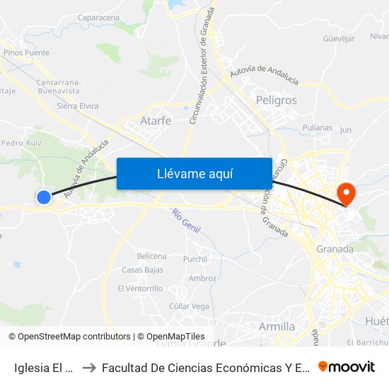 Iglesia El Jau V to Facultad De Ciencias Económicas Y Empresariales map