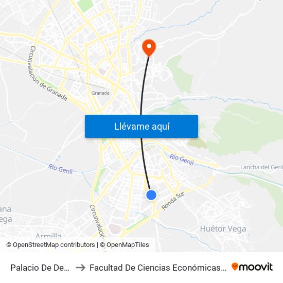 Palacio De Deportes V to Facultad De Ciencias Económicas Y Empresariales map