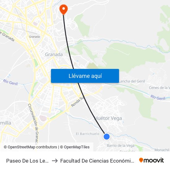 Paseo De Los Leñadores 1 V to Facultad De Ciencias Económicas Y Empresariales map
