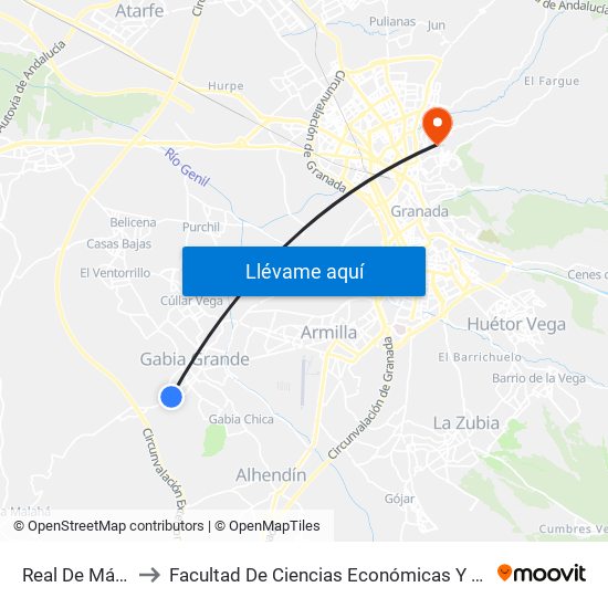 Real De Málaga 4 to Facultad De Ciencias Económicas Y Empresariales map