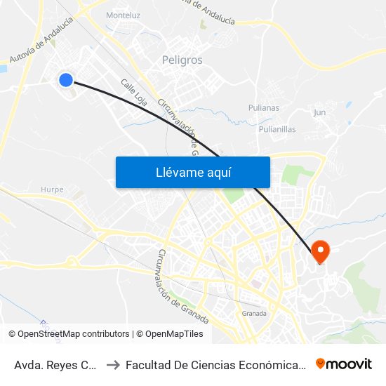 Avda. Reyes Católicos 2 to Facultad De Ciencias Económicas Y Empresariales map