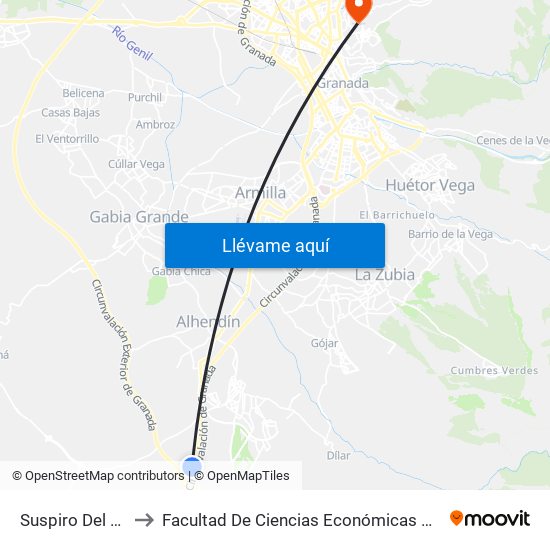 Suspiro Del Moro V to Facultad De Ciencias Económicas Y Empresariales map
