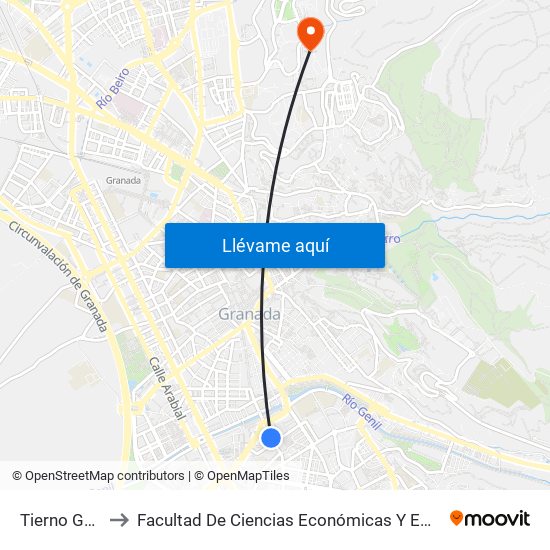 Tierno Galván to Facultad De Ciencias Económicas Y Empresariales map