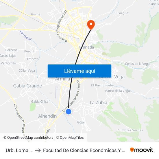 Urb. Loma Linda to Facultad De Ciencias Económicas Y Empresariales map