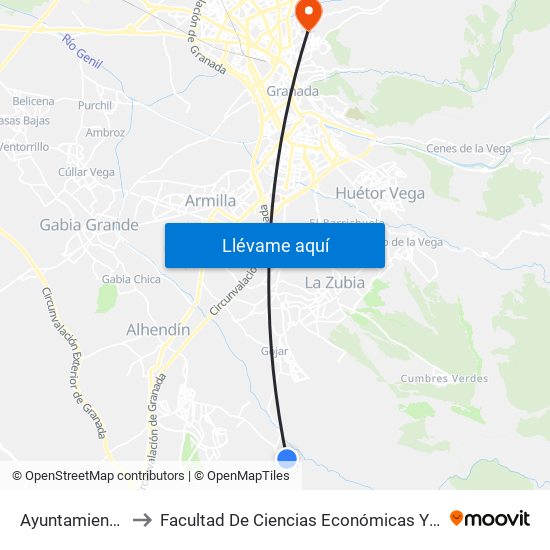 Ayuntamiento Dílar to Facultad De Ciencias Económicas Y Empresariales map