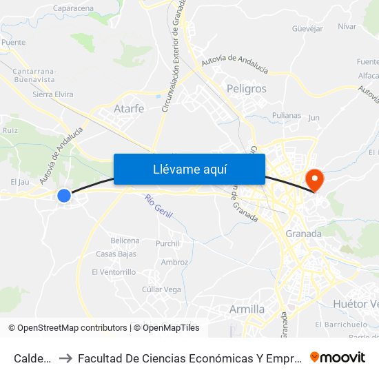 Calderón to Facultad De Ciencias Económicas Y Empresariales map