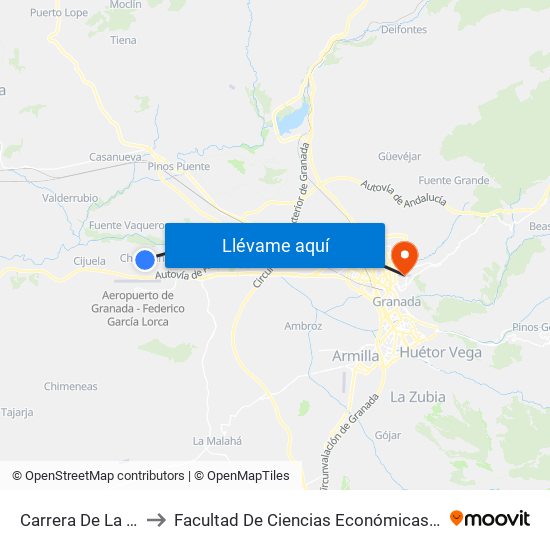 Carrera De La Virgen 3 to Facultad De Ciencias Económicas Y Empresariales map