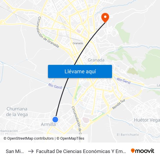 San Miguel to Facultad De Ciencias Económicas Y Empresariales map