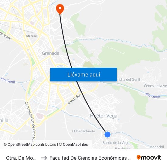 Ctra. De Monachil 1 to Facultad De Ciencias Económicas Y Empresariales map