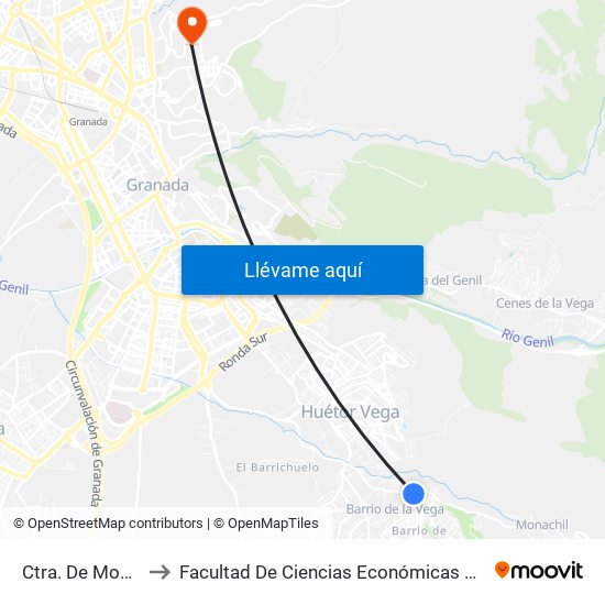 Ctra. De Monachil 3 to Facultad De Ciencias Económicas Y Empresariales map