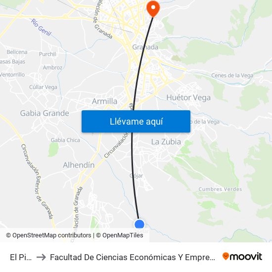 El Pilar to Facultad De Ciencias Económicas Y Empresariales map