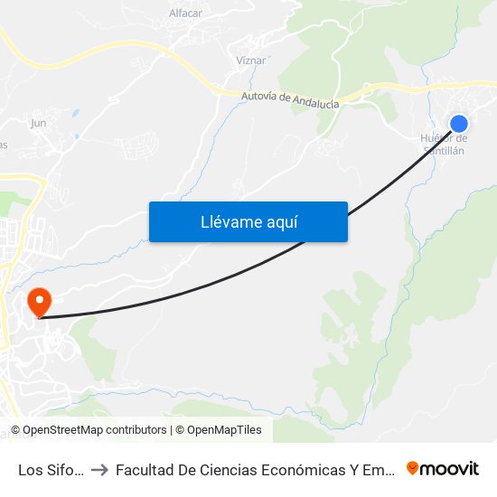 Los Sifones to Facultad De Ciencias Económicas Y Empresariales map