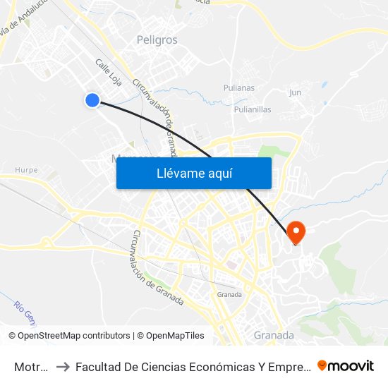 Motril 1 to Facultad De Ciencias Económicas Y Empresariales map