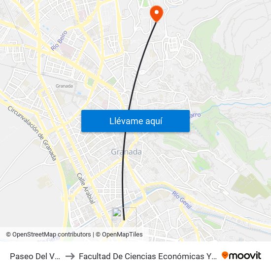 Paseo Del Violón 2 to Facultad De Ciencias Económicas Y Empresariales map