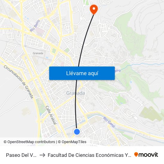 Paseo Del Violón 1 to Facultad De Ciencias Económicas Y Empresariales map