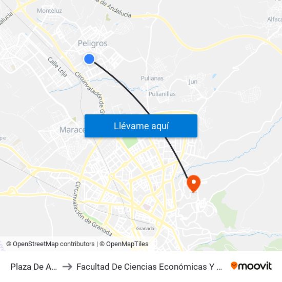Plaza De Asegra to Facultad De Ciencias Económicas Y Empresariales map