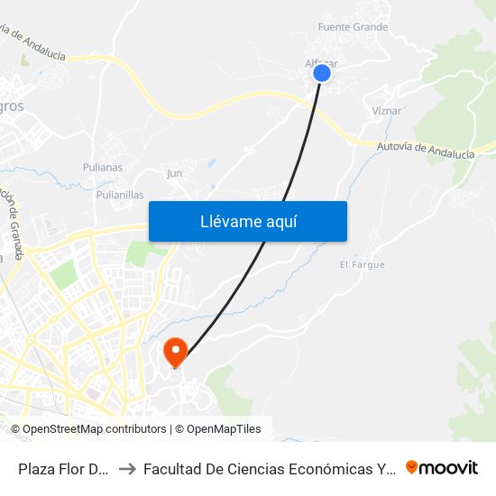 Plaza Flor De Cuba to Facultad De Ciencias Económicas Y Empresariales map