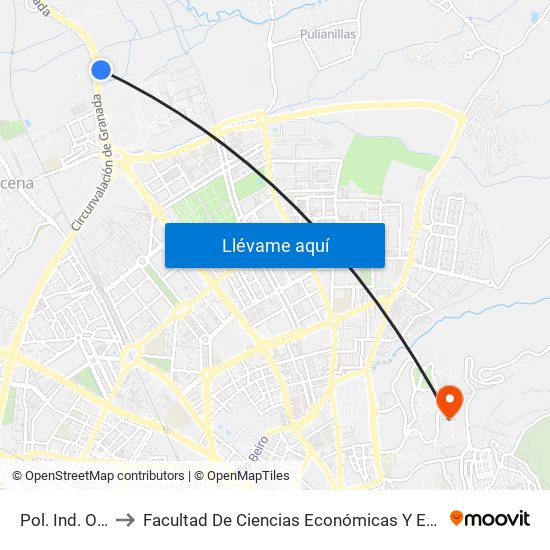 Pol. Ind. Olinda to Facultad De Ciencias Económicas Y Empresariales map