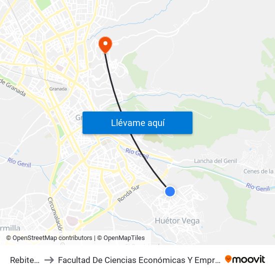 Rebites 1 to Facultad De Ciencias Económicas Y Empresariales map