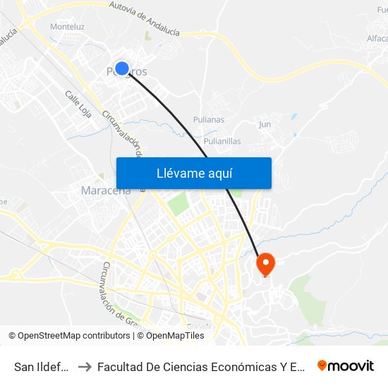 San Ildefonso to Facultad De Ciencias Económicas Y Empresariales map