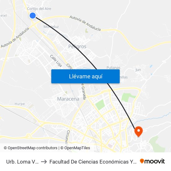 Urb. Loma Verde 2 to Facultad De Ciencias Económicas Y Empresariales map