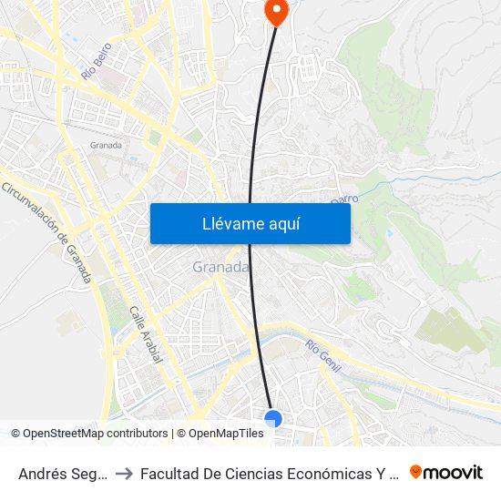 Andrés Segovia 2 to Facultad De Ciencias Económicas Y Empresariales map