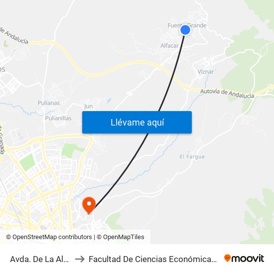 Avda. De La Alfaguara 2 to Facultad De Ciencias Económicas Y Empresariales map