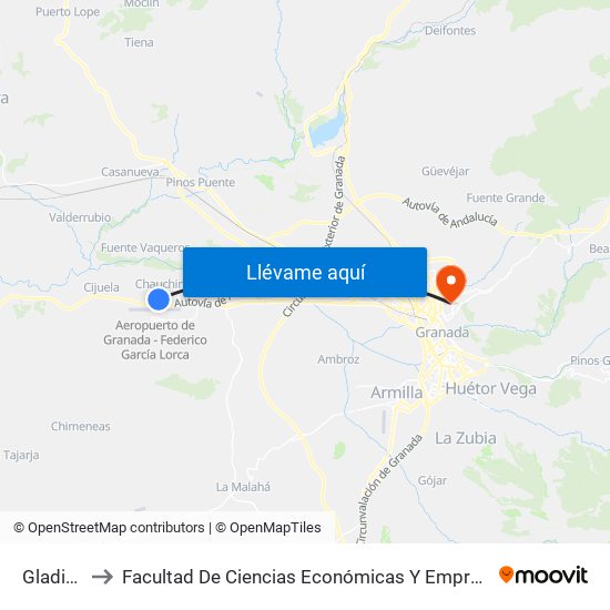 Gladiolo to Facultad De Ciencias Económicas Y Empresariales map