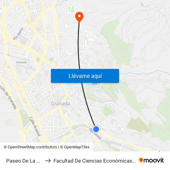 Paseo De La Bomba V to Facultad De Ciencias Económicas Y Empresariales map