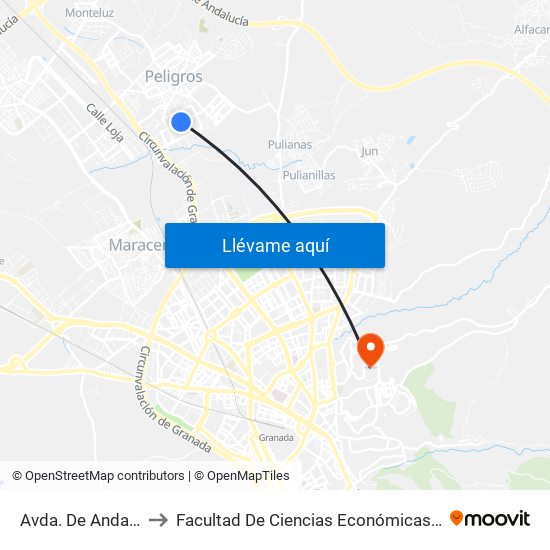 Avda. De Andalucía 2 V to Facultad De Ciencias Económicas Y Empresariales map