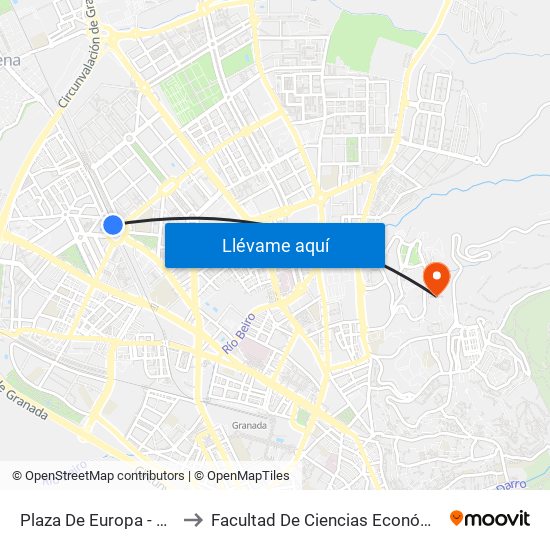Plaza De Europa - Avda. Maracena to Facultad De Ciencias Económicas Y Empresariales map