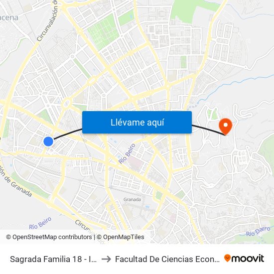Sagrada Familia 18 - Iglesia Santa Micaela to Facultad De Ciencias Económicas Y Empresariales map