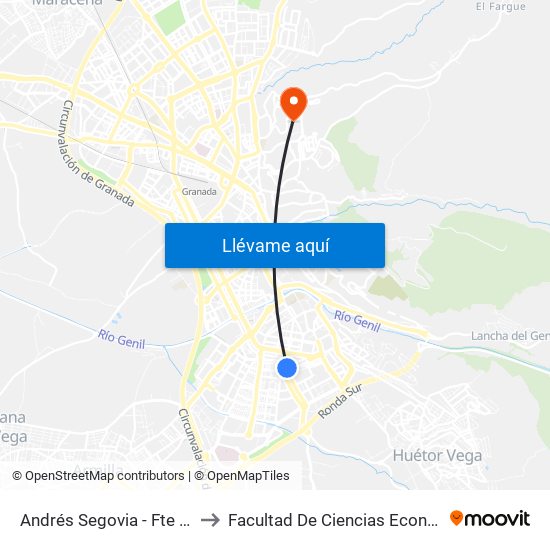 Andrés Segovia - Fte Centro Cívico Zaidín to Facultad De Ciencias Económicas Y Empresariales map