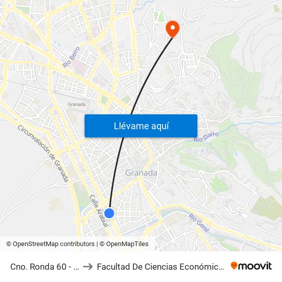 Cno. Ronda 60 - Recogidas to Facultad De Ciencias Económicas Y Empresariales map