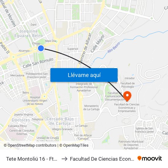 Tete Montoliú 16 - Fte Junta De Andalucía to Facultad De Ciencias Económicas Y Empresariales map